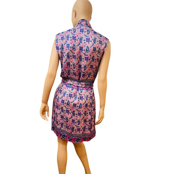 NWT Zara Paisley Printed Wrap Mini Dress Lapel Collar Sz L 100% Viscose - Picture 6 of 16